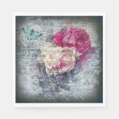 Ephemera Floral Butterfly Newsprint ontkoppeling Servet (Voorkant)
