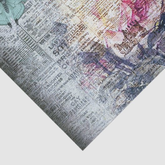 Ephemera Floral Butterfly Newsprint ontkoppeling Tissuepapier (Detail)