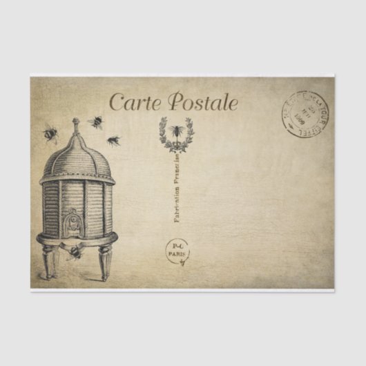 Ephemera Frans Briefkaart Bijenbijenontvlechting Tissuepapier (Voorkant)