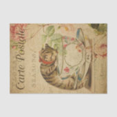 Ephemera Frans Briefkaart  Cat Decoupage Tissuepapier (Voorkant)