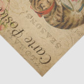 Ephemera Frans Briefkaart  Cat Decoupage Tissuepapier (Detail)