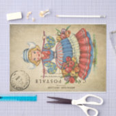 Ephemera Frans Briefkaart Cute Dutch girl Decoupag Tissuepapier (Craft)
