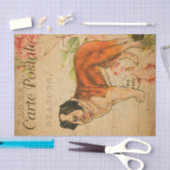 Ephemera Frans Briefkaart Dog Floral Decoupage Tissuepapier (Craft)