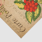 Ephemera Frans Briefkaart Red Berries ontkoppeling Tissuepapier (Detail)
