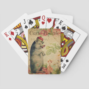 Ephemera Frans Briefkaart varken met kroon Pokerkaarten
