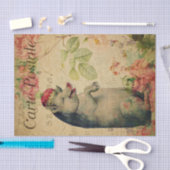 Ephemera Frans Briefkaart varken met kroonontkoppe Tissuepapier (Craft)