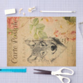 Ephemera Frans Briefkaart Wolf Floral ontkoppeling Tissuepapier (Craft)