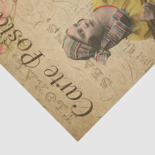 Ephemera Frans Briefkaart zigeunervrouwen ontkoppe Tissuepapier (Detail)