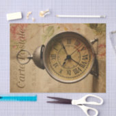 Ephemera Franse Briefkaart Alarm Clock Decoupage Tissuepapier (Craft)