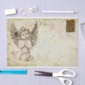Ephemera Franse Briefkaart Cute Baby Angle Decoupa Tissuepapier (Craft)