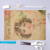 Ephemera Franse Briefkaart Cute Girl-ontkoppeling Tissuepapier (Craft)