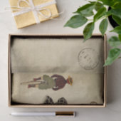 Ephemera Franse Briefkaart Familie Cycling Decoupa Tissuepapier (Geschenk)