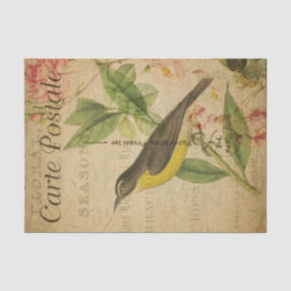 Ephemera Franse Briefkaart Gele Bird Decoupage Tissuepapier