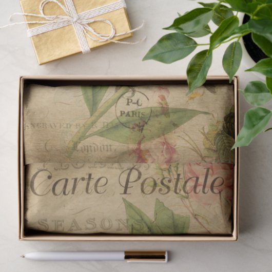 Ephemera Franse Briefkaart Gele Bird Decoupage Tissuepapier (Geschenk)