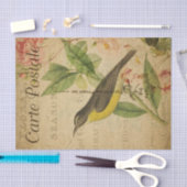 Ephemera Franse Briefkaart Gele Bird Decoupage Tissuepapier (Craft)