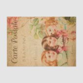 Ephemera Franse Briefkaart Girls Decoupage Tissuepapier (Voorkant)