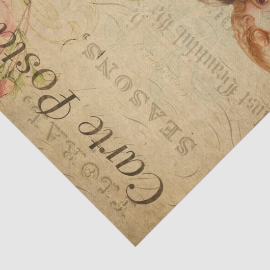 Ephemera Franse Briefkaart Girls Decoupage Tissuepapier (Detail)