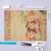 Ephemera Franse Briefkaart Girls Decoupage Tissuepapier (Craft)