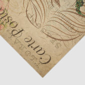 Ephemera Franse Briefkaart Line Art Woman ontkoppe Tissuepapier (Detail)