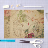 Ephemera Franse Briefkaart Line Art Woman ontkoppe Tissuepapier (Craft)
