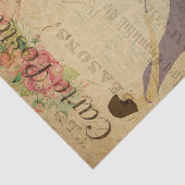 Ephemera Franse Briefkaart vrouw Dog Decoupage Tissuepapier (Detail)