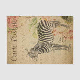 Ephemera Franse Briefkaart Zebra Roze roze ontkopp Tissuepapier