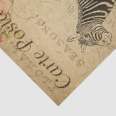 Ephemera Franse Briefkaart Zebra Roze roze ontkopp Tissuepapier (Detail)