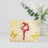 Ephemera  Franse vrouw danseres roze rozen Briefkaart (Staand voorkant)