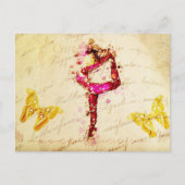 Ephemera Franse vrouw danseres roze rozen Briefkaart (Voorkant)