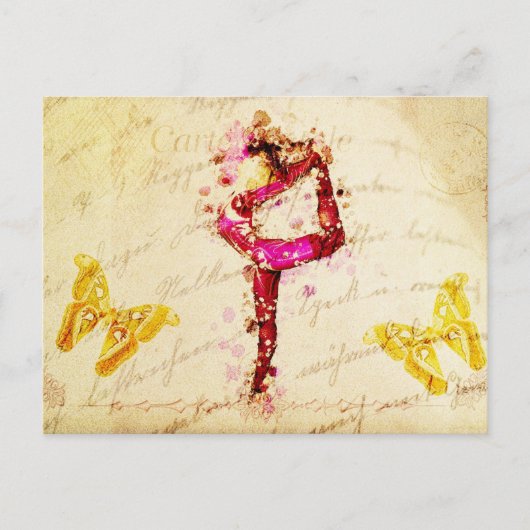 Ephemera  Franse vrouw danseres roze rozen Briefkaart (Voorkant)
