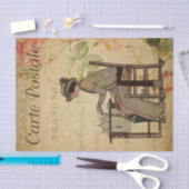 Ephemera Franse vrouw die Tea Floral ontkoppelt Tissuepapier (Craft)