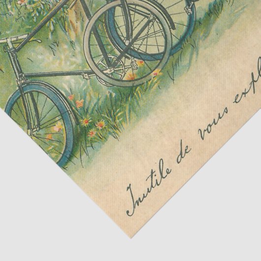 Ephemera French Briefkaart Bicycles Decoupage Tissuepapier (Detail)