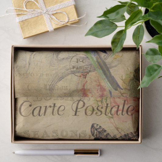 Ephemera French Briefkaart Bird Butterfly Decoupag Tissuepapier (Geschenk)