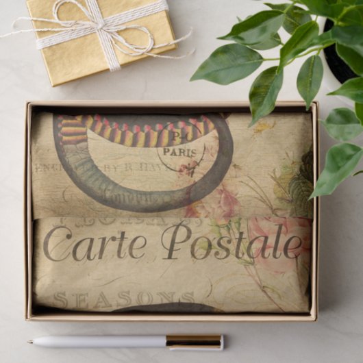 Ephemera French Briefkaart Black Snake Decoupage Tissuepapier (Geschenk)