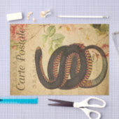 Ephemera French Briefkaart Black Snake Decoupage Tissuepapier (Craft)