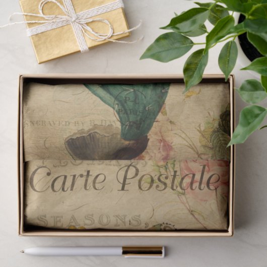 Ephemera French Briefkaart Cacti Plant Decoupage Tissuepapier (Geschenk)