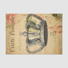 Ephemera French Briefkaart Crown Decoupage Tissuepapier