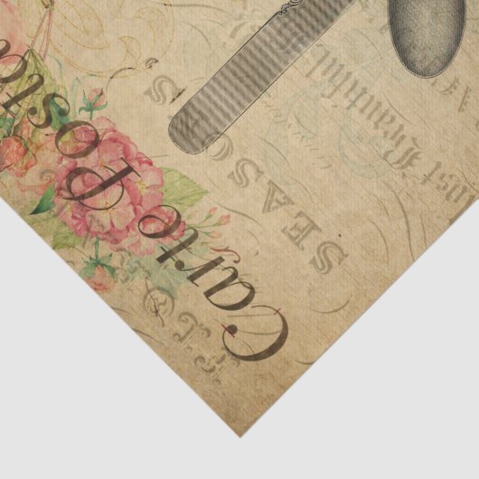 Ephemera French Briefkaart Cutlery Set Decoupage Tissuepapier (Detail)