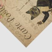 Ephemera French Briefkaart Dansant Cat Decoupage Tissuepapier (Detail)