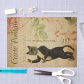Ephemera French Briefkaart Dansant Cat Decoupage Tissuepapier (Craft)