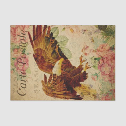 Ephemera French Briefkaart Flying Eagle Decoupage Tissuepapier (Voorkant)