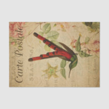 Ephemera French Briefkaart Hummingbird Decoupage