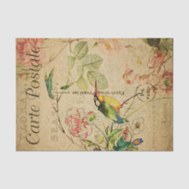 Ephemera French Briefkaart Kingfisher Bird Decoupa Tissuepapier