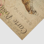 Ephemera French Briefkaart Leopard Decoupage Tissuepapier (Detail)
