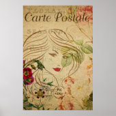Ephemera French Briefkaart Line Art of Woman Poster (Voorkant)