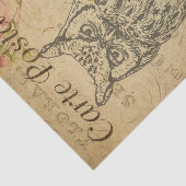 Ephemera French Briefkaart Line Art Owl Decoupage Tissuepapier (Detail)