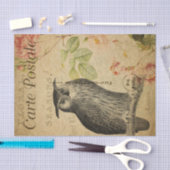 Ephemera French Briefkaart Owl roze Roses ontkoppe Tissuepapier (Craft)