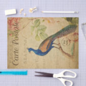Ephemera French Briefkaart Peacock Decoupage Tissuepapier (Craft)