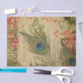 Ephemera French Briefkaart Peacock Feather Decoupa Tissuepapier (Craft)
