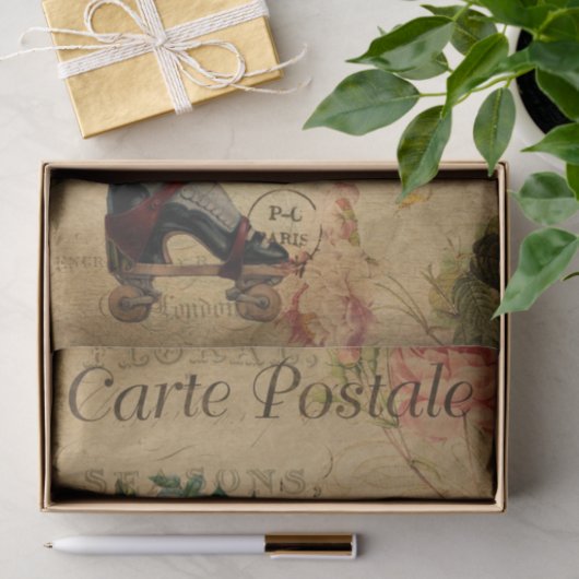 Ephemera French Briefkaart Roller Schaats Tissuepapier (Geschenk)